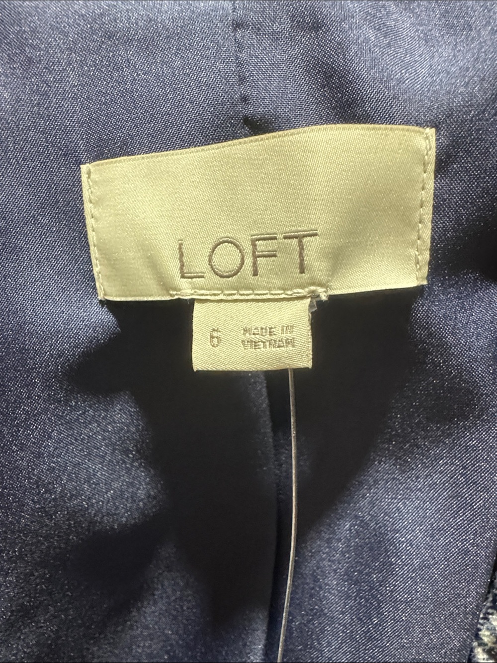 LOFT Navy and White Gingham Sport Coat - Picture 2 of 5